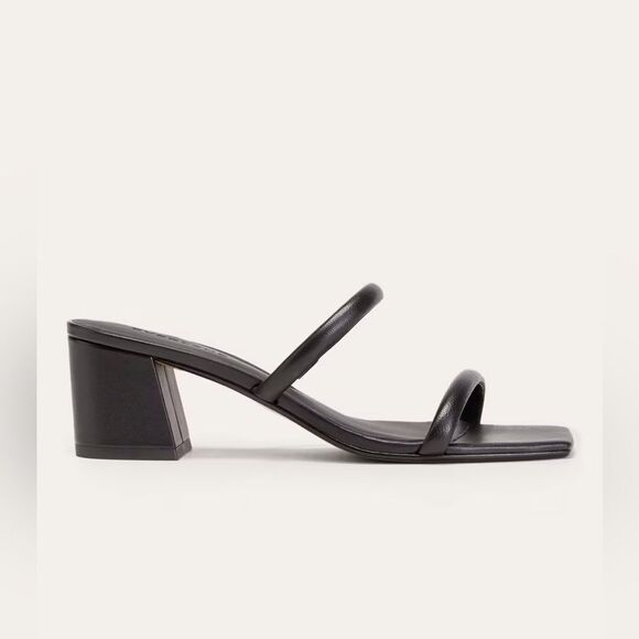 NEW EVERLANE The Double Strap Heel in black leather - Picture 4 of 11